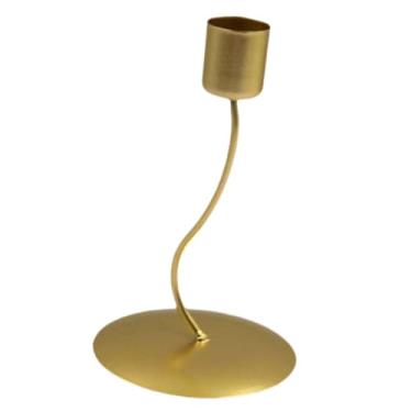 Imagem de KiBcsLic Suporte para vela, castiçal, para sala de jantar, versátil para banquetes e festas, decoração de lareira, peça central de mesa, ornamento de ferro, Bend Gold