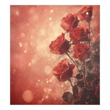 Imagem de Blueangle Capa magnética para lava-louças Roses, decoração de capa frontal para lava-louças, decalques de armário doméstico, adesivos de eletrodomésticos, adesivo magnético para decoração de dia dos