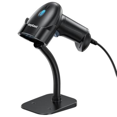 Imagem de Scanner de código de barras com suporte, inventário com fio USB 1D 2D QR Scanner para computador POS MAC com digitalização automática, leitor de código de barras de imagem CMOS portátil para