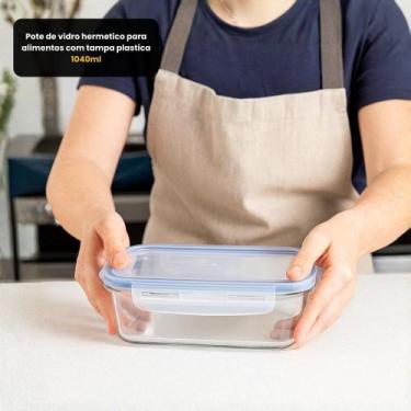 Imagem de Pote de vidro hermetico para alimentos com tampa plastica 1040ml - Glo