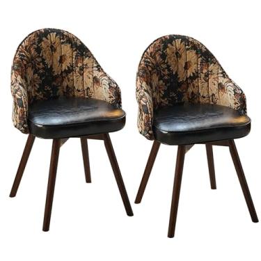 Imagem de HGTRH Cadeira giratória para sala de jantar, poltrona estofada, pernas de madeira, rotação de 360°, cadeira de destaque para quarto, sala de estar, escritório, B, 2 peças