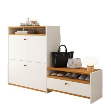 Imagem de Sapateira Organizadora Com Prateleira E Gaveta Basculante Hall de Entrada(Diamante Off White Com Nature)