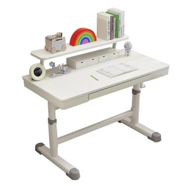 Imagem de HGTRH Mesa de computador, escrivaninha, mesa de laptop com estante/sem estante, gaveta de armazenamento, ajuste de altura de 59 ~ 82 cm, mesa de escritório, mesa de computador, estação de trabalho