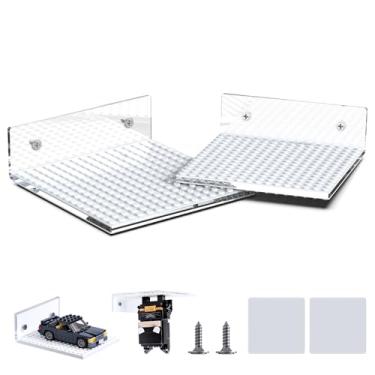 Imagem de Pacote com 6 prateleiras de acrílico flutuantes para parede, compatível com blocos de construção LEGO, prateleiras de dupla face com pinos de 40 x 40 cm para armazenamento e exibição de tijolos de
