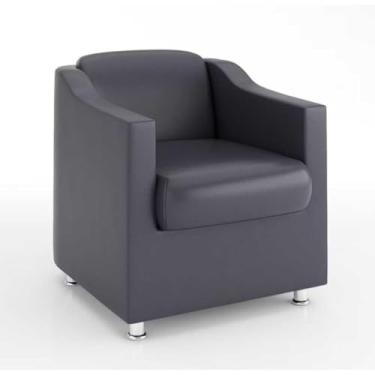 Imagem de Poltrona em Corino Preto – Decorativa para Sala Consultório Recepção e Escritório (CINZA)