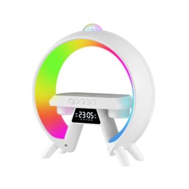 Imagem de Caixa de Som Sem Fio BT Portátil com Carregador Lâmpada Ambiente Função Chamada Relógio Despertador para Estudo Lado da Cama Quarto Decoração Residencial Aniversário