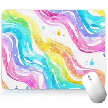 Imagem de Tapete de mesa colorido de couro, mouse pad de arte colorida, teclado de computador, mouse pad para jogos, protetor e capa à prova d'água, capa decorativa de couro PU, tapete de mouse para laptop