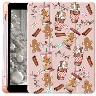 Imagem de MAYCARI Linda capa de pão de gengibre de Natal para iPad 10,9 polegadas rosa 10 anos capa de doces de Natal para iPad Auto Sleep/Wake antiderrapante à prova de choque capa traseira de couro TPU macio