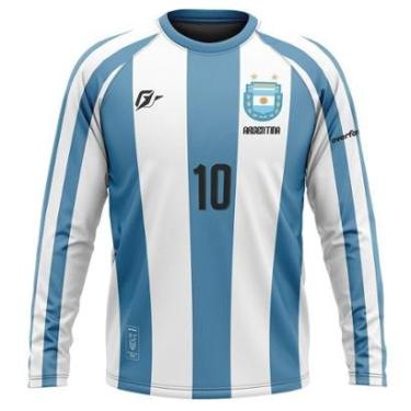 Imagem de Camiseta Manga Longa Filtro UV Argentina Retrô Albiceleste-Masculino