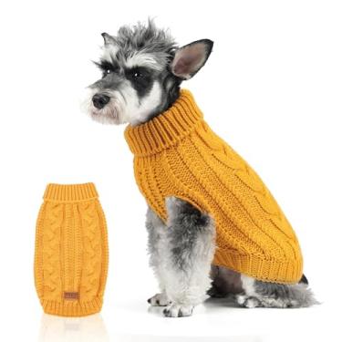 Imagem de FOFOS Suéter de cachorro para cães pequenos quente de inverno suéter macio pulôver roupas de cachorro para clima frio (amarelo, GG)