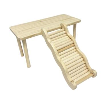 Imagem de Ｂｅｓｇａ Plataforma de madeira para hamster com escada, brinquedo para escalar, esconderijo e acessórios para gaiola de ratos, M Table and L Ladder