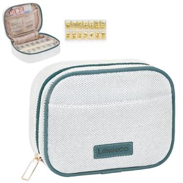 Imagem de Organizador de comprimidos de viagem semanal 2 vezes por dia, estojo para bolsa com porta-comprimidos removível da manhã da tarde, 7 dias, recipiente organizador de medicamentos fofo para medicamentos