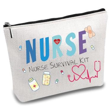 Imagem de Kit de sobrevivência de enfermeira, bolsa de maquiagem multiuso, bolsa de lona para caneta, higiene, bolsa de viagem engraçada com zíper, material escolar, presentes para estudante de enfermagem