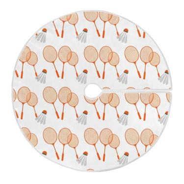 Imagem de Wassud Saia para árvore de Natal com laços seguros, raquetes de badminton de 90 cm, tapete festivo de árvore de Natal para festas de ano novo, decoração de casa