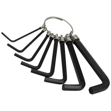 Imagem de Hordion Conjunto de 8 chaves Allen, chave hexagonal de 1,5 a 6 mm, preto, portátil, em forma de L, conjuntos de chaves hexagonais para reparo doméstico
