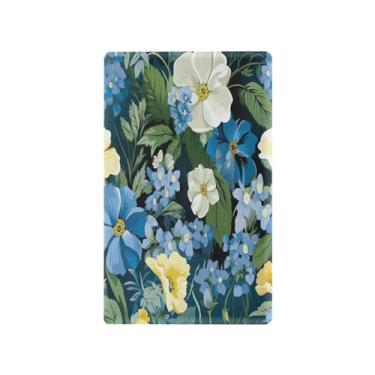 Imagem de Wassud Placa de cobertura de interruptor de luz flor azul (2) capas de tomadas duplex placa de parede decorativa decoração de casa sala de estar quarto decoração