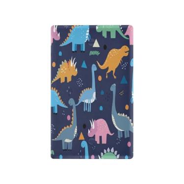 Imagem de Wassud Placa de cobertura para interruptor de luz, desenhos animados, dinossauros, capas de tomada decorativas, placa de parede para tomadas elétricas em branco 11,5 x 7,6 cm