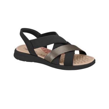 Imagem de Sandália Papete Modare Feminina Conforto Tiras Elásticas Preta Tamanho