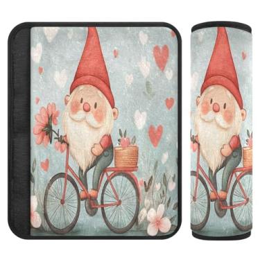 Imagem de Burbuja Capa de cinto de segurança de carro Valentine Gnome almofadas macias confortáveis protetor de cinto de segurança de carro para alça de ombro de assento de carro, 1 par médio