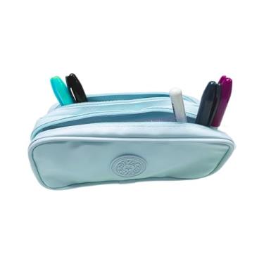 Imagem de Estojo Escolar VMP em PVC Azul Claro – Compartimento Duplo com Zíper Reforçado para Canetas, Lápis e Acessórios Escolares.