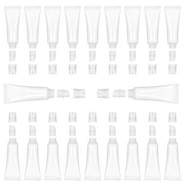 Imagem de 20 mini tubos vazios de brilho labial – tubos transparentes recarregáveis de 10 ml com tampa de parafuso, recipiente de pasta de dente de viagem para xampu, maquiagem, limpador facial, bálsamo labial
