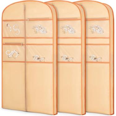 Imagem de Bolsa de roupa de 109 cm para viagem para pendurar roupas de armazenamento capa de terno com zíper e armazenamento de acessórios para casacos, vestidos, ternos