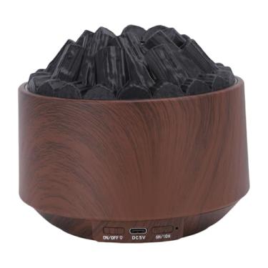 Imagem de GLOGLOW Umidificador de Fogueira Difusor de óleo Essencial, Difusor de Aromaterapia USB 300ML Com Luz Noturna e 2 Modos de Iluminação, para Quarto de Casa e Escritório (Grão de madeira escura)