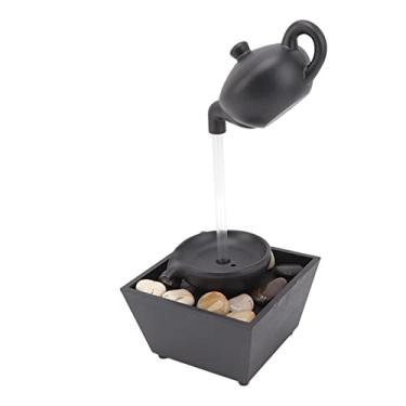 Imagem de Generic Ornamento de Cachoeira de Bule Flutuante Com Pedras de Luzes LED para Relaxamento Decoração Interna Fonte de Alimentação de Bateria USB 5V para Escritório Doméstico Plástico 10,8x4,6x4,6in