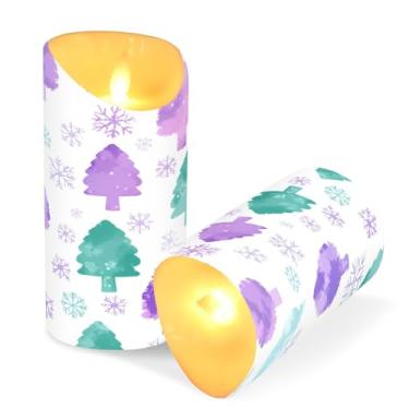 Imagem de ATTX Pacote com 2 velas sem chamas para árvores de Natal – Velas LED de 7,6 cm x 15 cm com controle remoto e temporizador para casa, casamento, decoração de acampamento #395