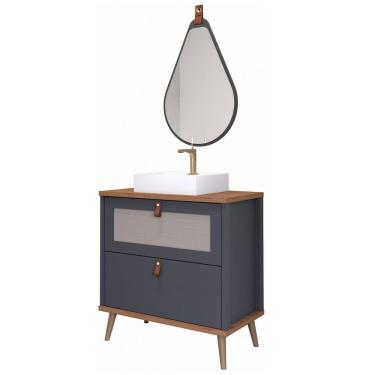 Imagem de Armário Banheiro 80cm Mdf Cuba E Espelheira Gota Titanium