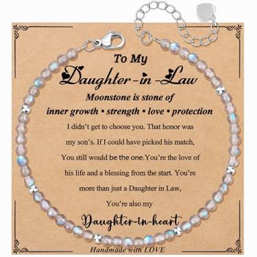 Imagem de JoycuFF Presente exclusivo de amizade para aniversário de melhor amiga, melhor amigo, colega de trabalho, presentes de Natal, pulseiras com contas de pedra da lua para mulheres, joias inspiradoras