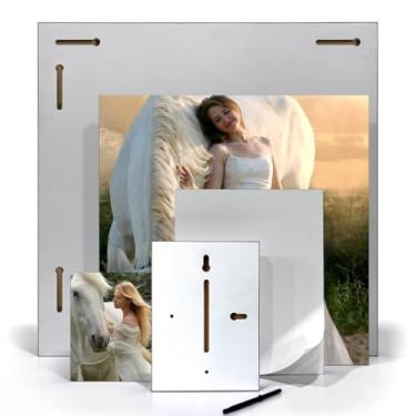 Imagem de Porta Retrato 20x20cm sem Borda/Moldura, Fixação Auto-adesiva ou com Suporte, Estilo Clean para Fotos Decorativas