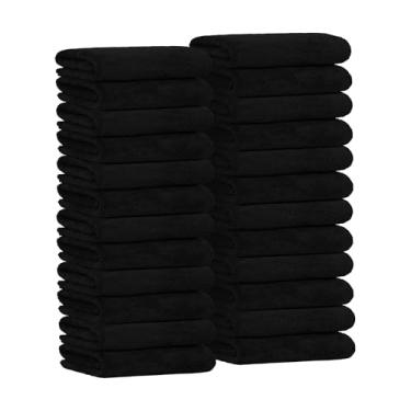 Imagem de Avalon Towels Toalha de salão de microfibra - toalhas de mão pretas pacote com 24 - toalha de mão de microfibra de lã sem fiapos, macia e ultraabsorvente, ideal para spa facial e academia malhar 40,6