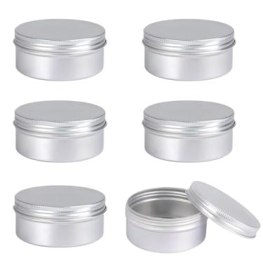 Imagem de 6PCS 120 ML 4oz Round Aluminium Jars Tins Cosmetic Sample Containers With Screw Top For Beard Balm Salve Lip Balm Crafts Make Up Candles Storage Bottle
