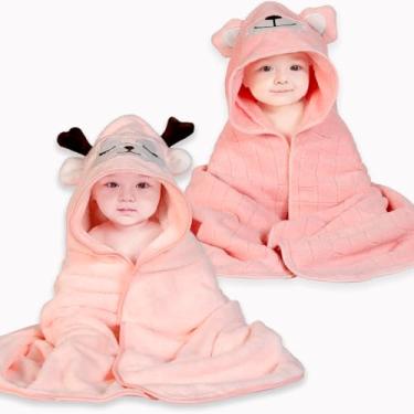 Imagem de Febvao Toalhas com capuz para bebês, 78,7 x 78,7 cm, toalhas de banho para bebês supermacias com capuz para crianças 1-3, toalha com capuz de viscose altamente absorvente para meninos, meninas, itens