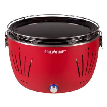 Imagem de GrillTime Tailgater GT Griddle Combo 33 cm - Grelha portátil com frigideira esmaltada, ótima para grelhar bacon, peixe, panquecas, para portas traseiras ao ar livre e acampamento - Vermelho