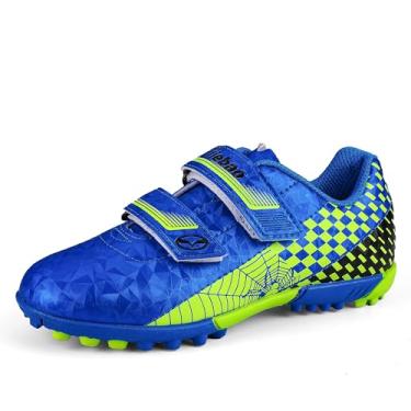 Imagem de MiFeloo Chuteiras de futebol infantil para uso externo, interior, TF para meninos e meninas, Azul/verde, 16