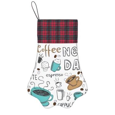 Imagem de SKKNT Delicious Coffee Print Meias de Natal Animais de Estimação Decoração de Natal Cães Gatos Árvore Decoração Doce Presente Conveniente