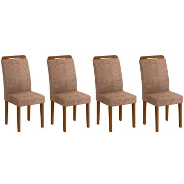 Imagem de Kit 4 Cadeiras Sala Jantar Athenas 4 Un Imbuia-capuccino-suede Capuccino - Rufato
