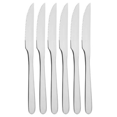 Imagem de Kit 6 Facas De Mesa Churrasco Serrinha Tramontina Havaí Em Aço Inox