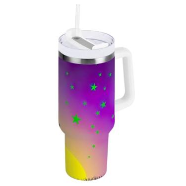 Imagem de ODAWA Copo de água grande céu estrelado com tampa e canudo, copo isolado a vácuo