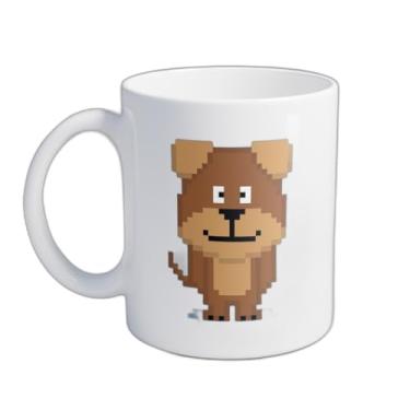 Imagem de Caneca Xícara de Café Porcelana 300ml Estilo Pixel Art Cachorro