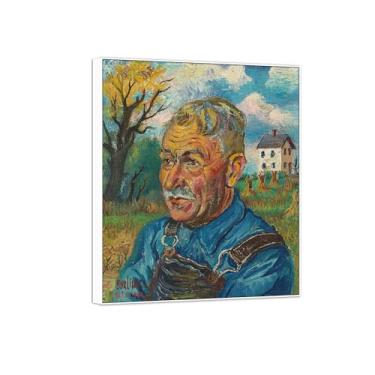 Imagem de BMZFYBS David Burliuk Famosas impressões em tela de arte de parede prontas para pendurar. Man. Pintura com moldura branca para decoração de sala de estar 30 x 35 cm 12 x 13 polegadas