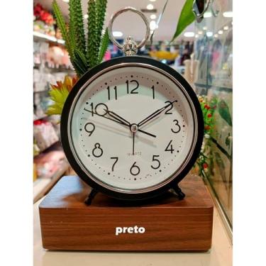 Imagem de Relógio de Mesa com Despertador Vintage Classic ou Candy - Design Charmoso, Funcional para Quarto, Sala de Estar e Escritório - Relógio Decorativo com Alarme Audível (Classic Preto)