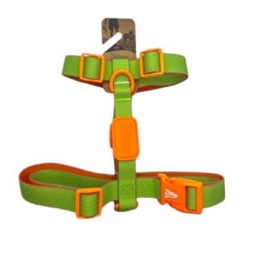 Imagem de Peitoral H Ajustável para Cães Acqua Wave Verde e Laranja
