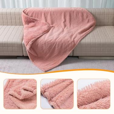 Imagem de Cobertor impermeável para cães rosa fofo longo pele sintética cobertor para gatos aconchegante tapete de sofá quente para cachorro amor capa de cama lavável (rosa, GG)