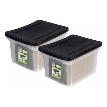 Imagem de Kit 2 Caixa Organizadora Arquivo Largo Empilhável Com Tampa Ordene