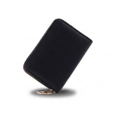 Imagem de Carteira feminina de couro genuíno com dobra dupla/tripla - Suporte minimalista para cartão de crédito com bloqueio de RFID e bolso para moedas, Preto, Casual