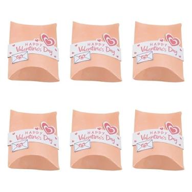 Imagem de 50 peças, caixa de travesseiro vermelha, caixa de presente de papel de 9 x 6 cm para festa de casamento no dia dos namorados