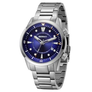 Imagem de BERNY Relógio masculino de mergulho, relógios automáticos mecânicos modernos para homens, relógio de pulso masculino à prova d'água, 20 AMT, vidro de safira, super luminoso, todos em aço inoxidável